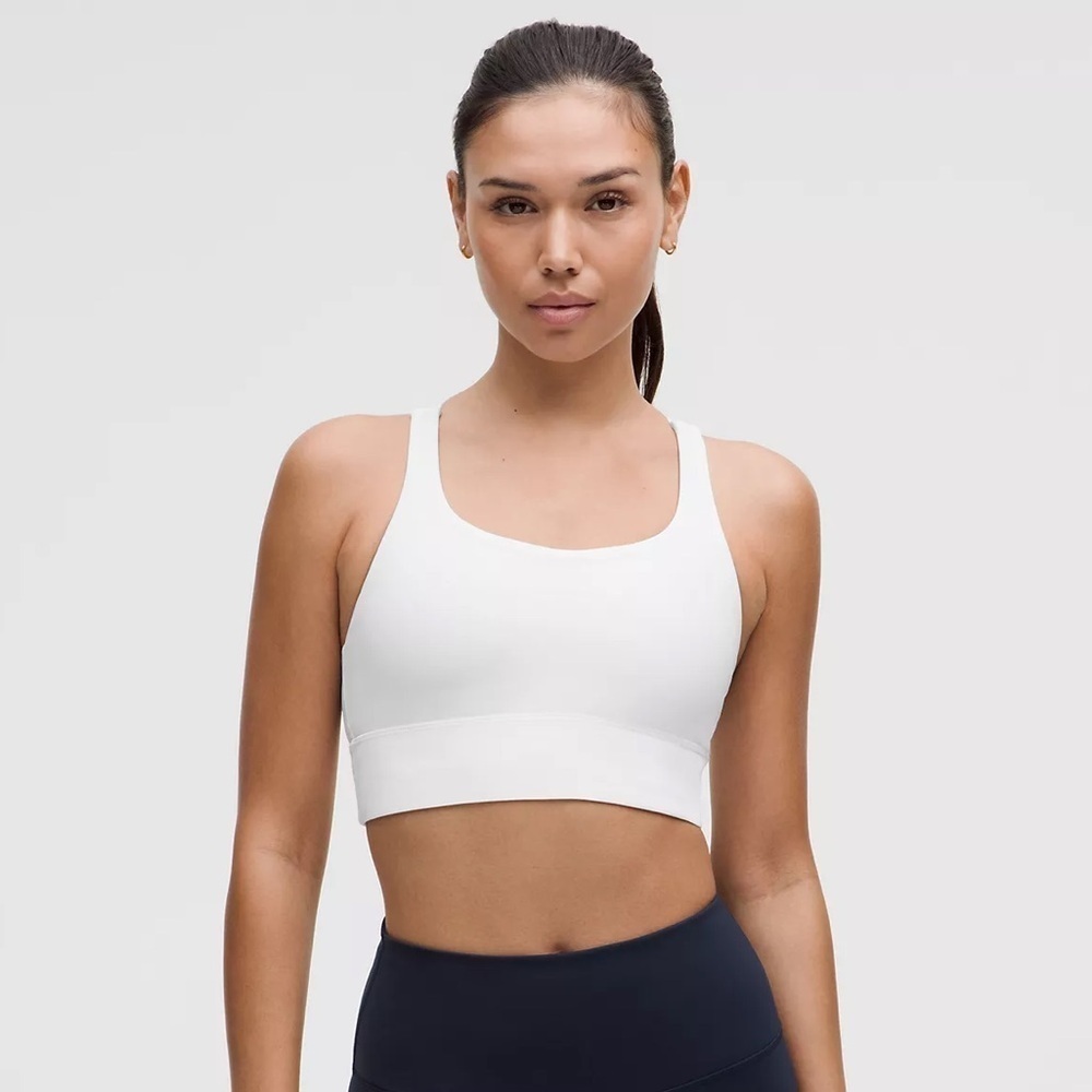 Lululemon White Energy Longline Bra Medium Support Size 2